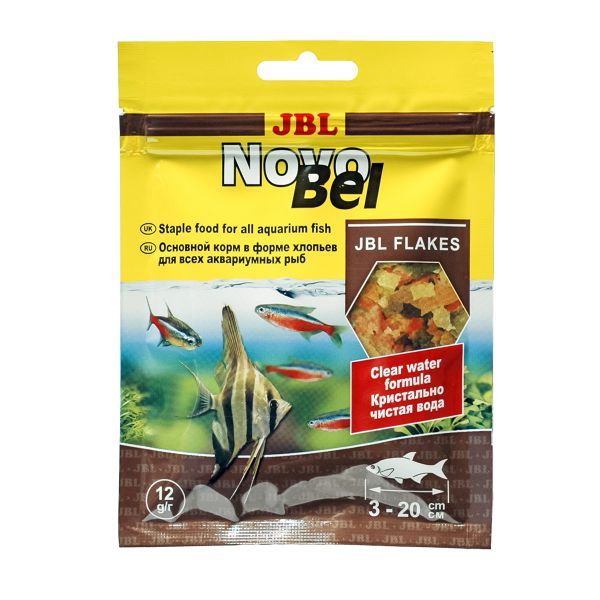 картинка JBL NovoBel - Основной корм в форме хлопьев для пресноводных аквариумных рыб, 12 г интернет-магазин a-nature.ru